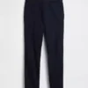 Pantalon droit ample en lin et coton