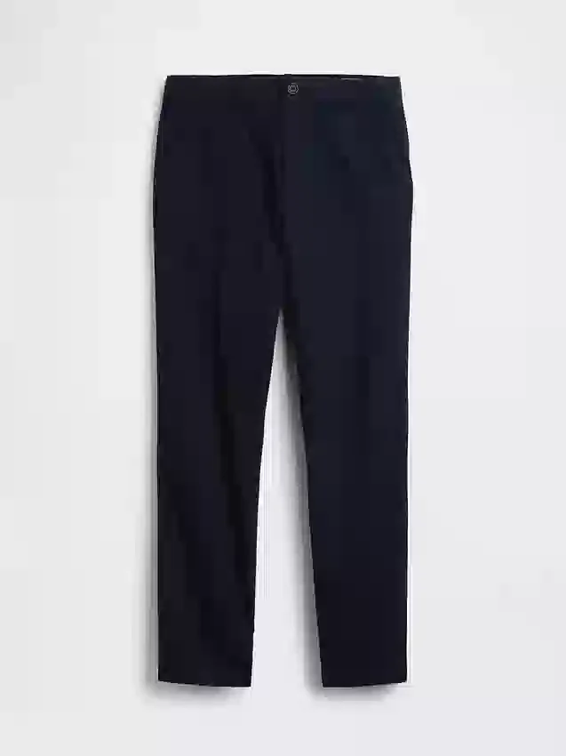 Pantalon droit ample en lin et coton