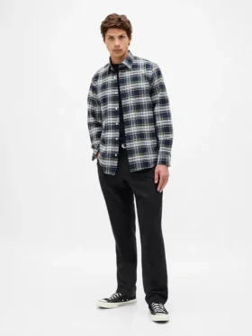 Pantalon droit ample en mélange de laine