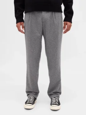 Pantalon droit ample en mélange de laine