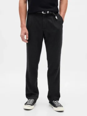 Pantalon droit ample en mélange de laine