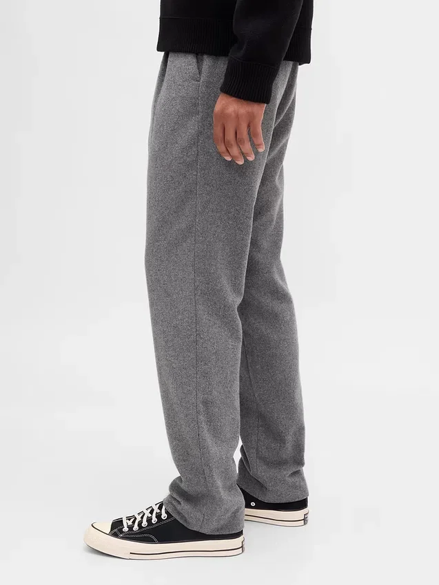 Pantalon droit ample en mélange de laine