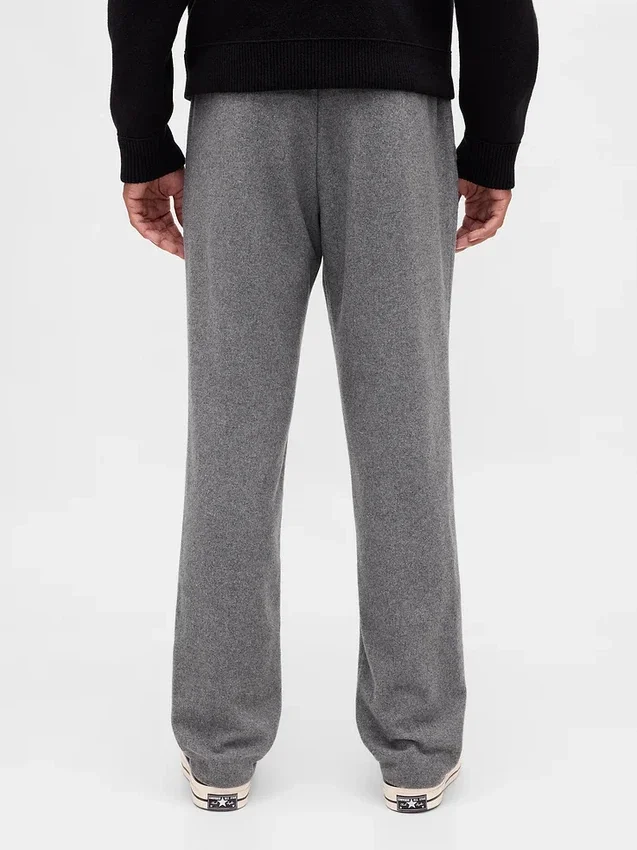 Pantalon droit ample en mélange de laine