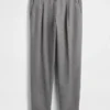 Pantalon droit ample en mélange de laine