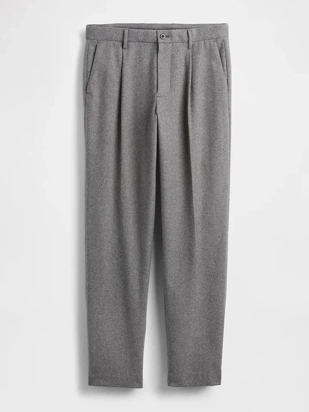 Pantalon droit ample en mélange de laine