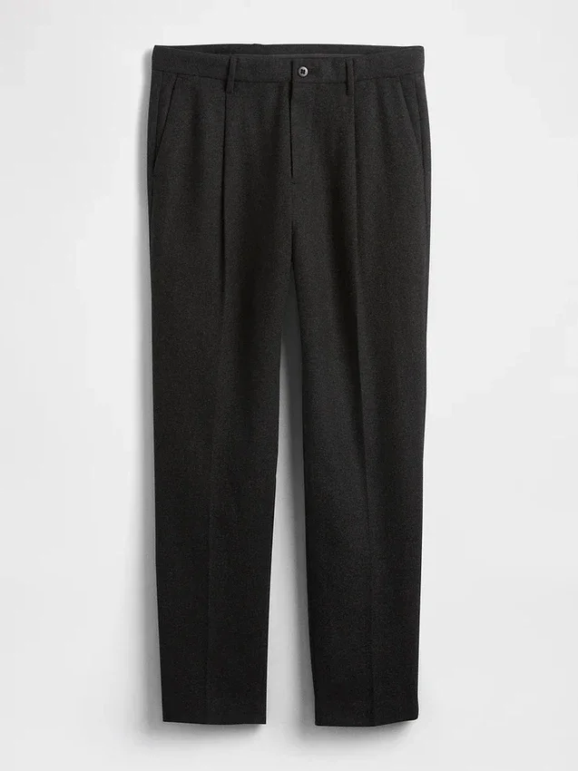 Pantalon droit ample en mélange de laine