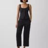 Pantalon droit décontracté en mélange de lin, longueur cheville