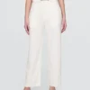 Pantalon droit décontracté en mélange de lin, longueur cheville