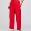 Pantalon droit décontracté en mélange de lin, longueur cheville