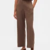 Pantalon droit décontracté en mélange de lin, longueur cheville