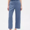 Pantalon droit décontracté en mélange de lin, longueur cheville