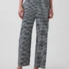 Pantalon droit décontracté en mélange de lin, longueur cheville