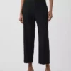 Pantalon droit décontracté en mélange de lin, longueur cheville