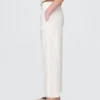 Pantalon droit décontracté en mélange de lin, longueur cheville