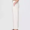 Pantalon droit décontracté en mélange de lin, longueur cheville