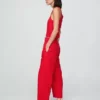 Pantalon droit décontracté en mélange de lin, longueur cheville