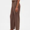 Pantalon droit décontracté en mélange de lin, longueur cheville