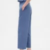 Pantalon droit décontracté en mélange de lin, longueur cheville