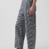 Pantalon droit décontracté en mélange de lin, longueur cheville