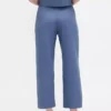 Pantalon droit décontracté en mélange de lin, longueur cheville