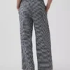 Pantalon droit décontracté en mélange de lin, longueur cheville