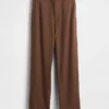 Pantalon droit décontracté en mélange de lin, longueur cheville