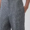 Pantalon droit décontracté en mélange de lin, longueur cheville