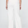 Pantalon droit décontracté en mélange de lin, longueur cheville