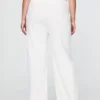 Pantalon droit décontracté en mélange de lin, longueur cheville