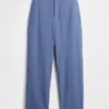 Pantalon droit décontracté en mélange de lin, longueur cheville