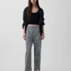 Pantalon droit décontracté en mélange de lin, longueur cheville