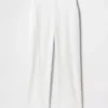 Pantalon droit décontracté en mélange de lin, longueur cheville