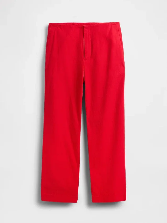 Pantalon droit décontracté en mélange de lin, longueur cheville