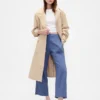 Pantalon droit décontracté en mélange de lin, longueur cheville