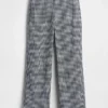 Pantalon droit décontracté en mélange de lin, longueur cheville