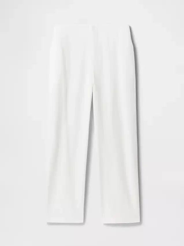 Pantalon droit décontracté en mélange de lin, longueur cheville