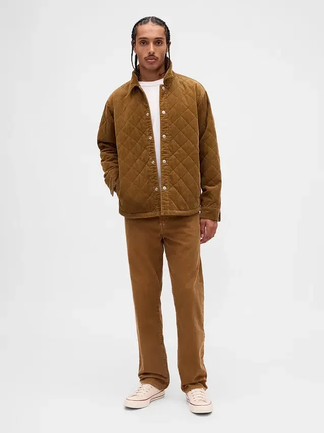 Pantalon droit décontracté en velours côtelé