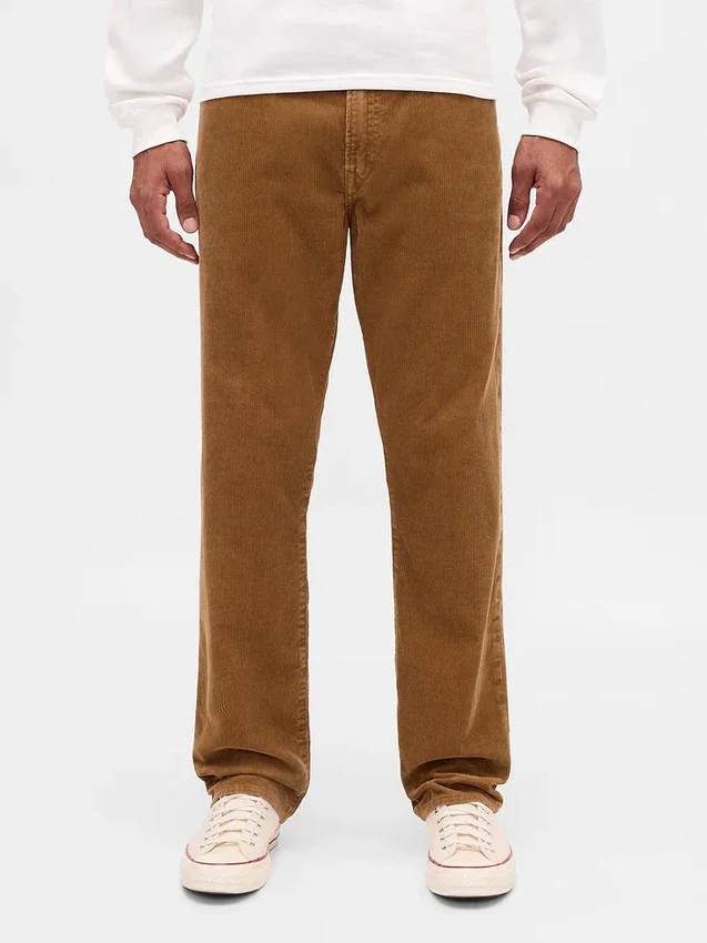 Pantalon droit décontracté en velours côtelé