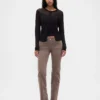 Pantalon droit slim en velours côtelé taille basse style années 90