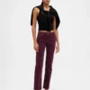 Pantalon droit slim en velours côtelé taille basse style années 90