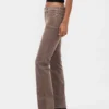 Pantalon droit slim en velours côtelé taille basse style années 90