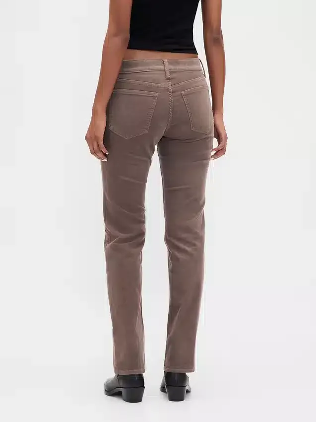 Pantalon droit slim en velours côtelé taille basse style années 90