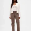 Pantalon droit slim en velours côtelé taille basse style années 90