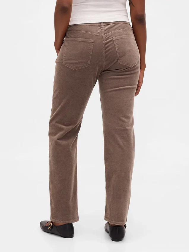 Pantalon droit slim en velours côtelé taille basse style années 90