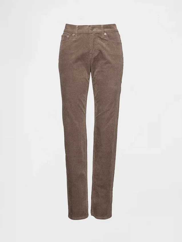 Pantalon droit slim en velours côtelé taille basse style années 90