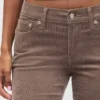 Pantalon droit slim en velours côtelé taille basse style années 90