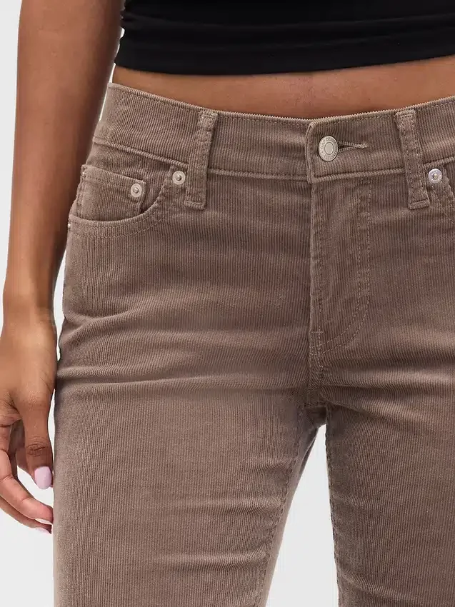 Pantalon droit slim en velours côtelé taille basse style années 90