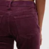 Pantalon droit slim en velours côtelé taille basse style années 90