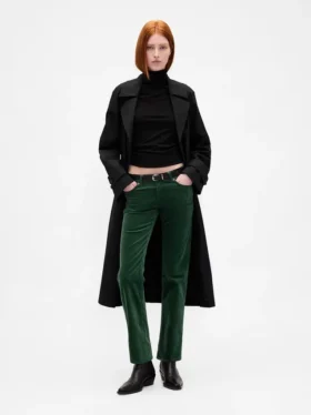 Pantalon droit slim en velours taille basse style années 90