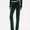 Pantalon droit slim en velours taille basse style années 90